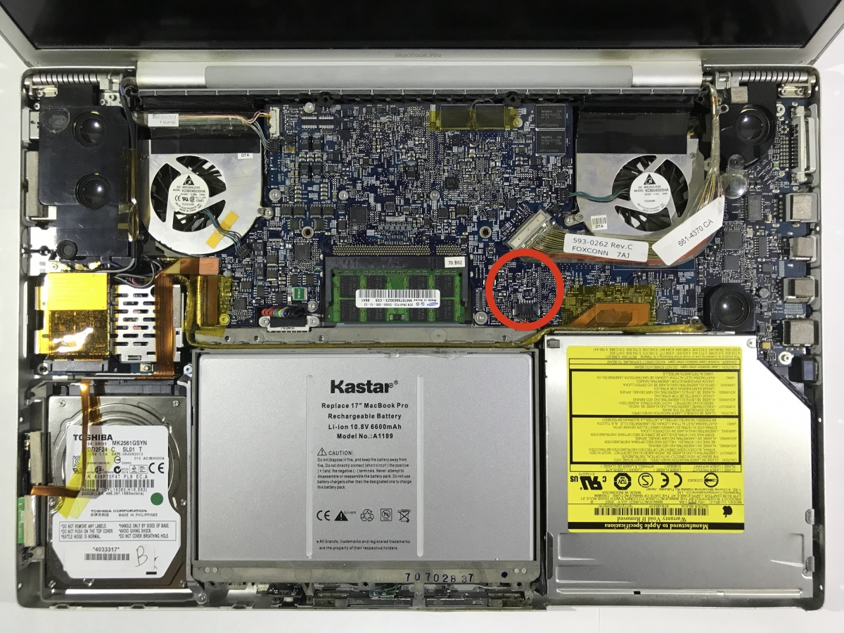 MacBook Pro 17", A1229, Mid/Late 2007, MA897LL/A, Board#820-2132-A